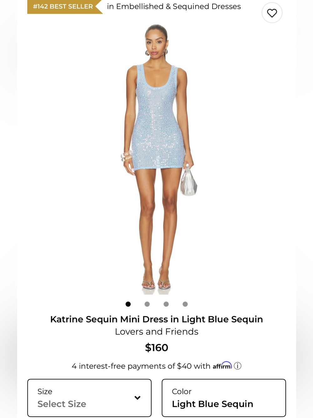 Lovers + Friends Light Blue Sequin Mini Dress